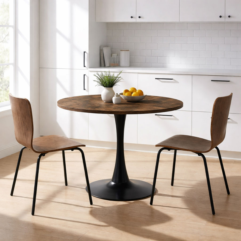 Τραπέζι Κουζίνας (Φ100x74.5) Spitishop Eclipse Brune