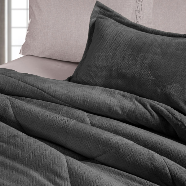 Κουβερτοπάπλωμα Ημίδιπλο (180x240) Guy Laroche Moore Anthracite