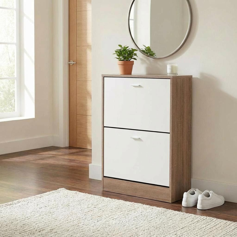 Παπουτσοθήκη Με 2 Ράφια/12 Θέσεων (63x24x80) Spitishop Slimline Natural/White