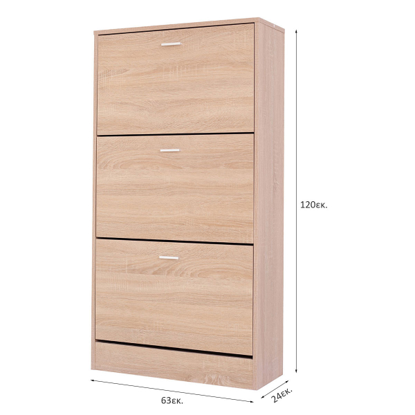 Παπουτσοθήκη Με 3 Ράφια/18 Θέσεων (63x24x120) Spitishop Slimline Natural