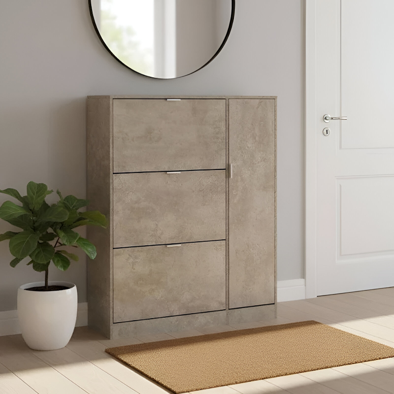 Παπουτσοθήκη Με 3 Ράφια/18 Θέσεων & Ντουλάπι (99x24x122) Spitishop Gardien Cement