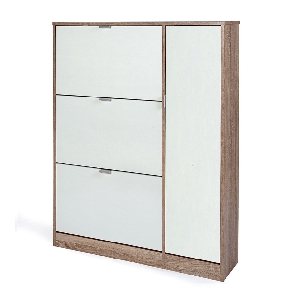 Παπουτσοθήκη Με 3 Ράφια/18 Θέσεων & Ντουλάπι (99x24x122) Spitishop Gardien Natural/White