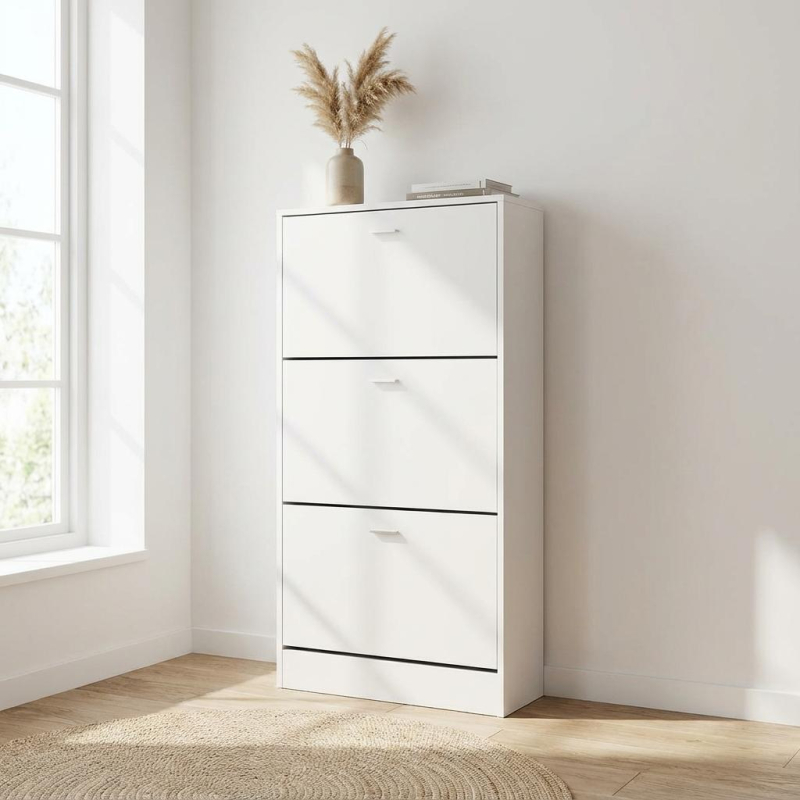 Παπουτσοθήκη Με 3 Ράφια/18 Θέσεων (63x24x120) Spitishop Slimline White