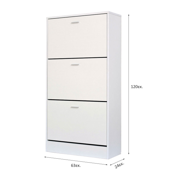 Παπουτσοθήκη Με 3 Ράφια/18 Θέσεων (63x24x120) Spitishop Slimline White