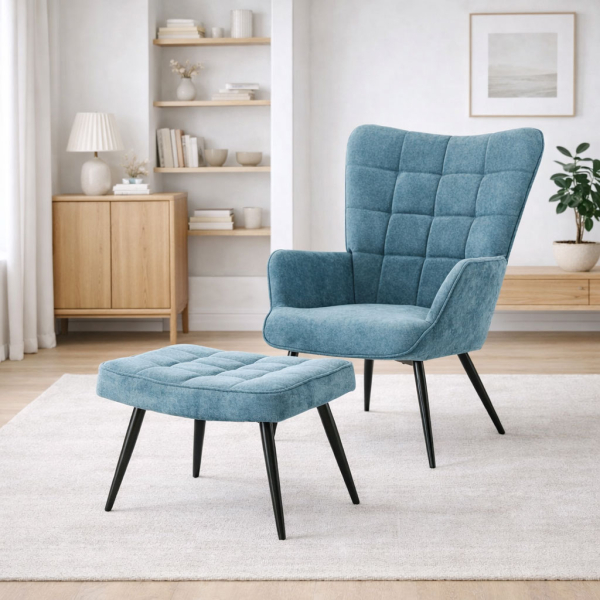 Πολυθρόνα Με Υποπόδιο (78x72x98) Spitishop Haven Blue