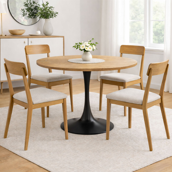 Τραπέζι Κουζίνας (Φ100x74.5) Spitishop Eclipse Natural