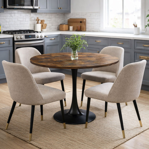 Τραπέζι Κουζίνας (Φ100x74.5) Spitishop Eclipse Brune