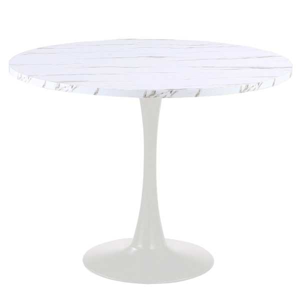 Τραπέζι Κουζίνας (Φ100x74.5) Spitishop Eclipse Marble White