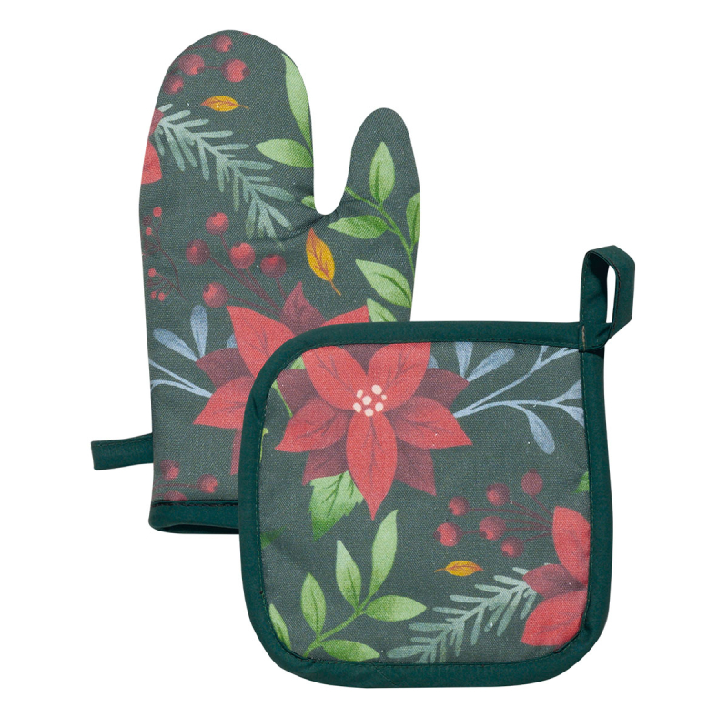 Χριστουγεννιάτικο Γάντι + Πιάστρα Κουζίνας (Σετ) Kentia Loft Snow 254