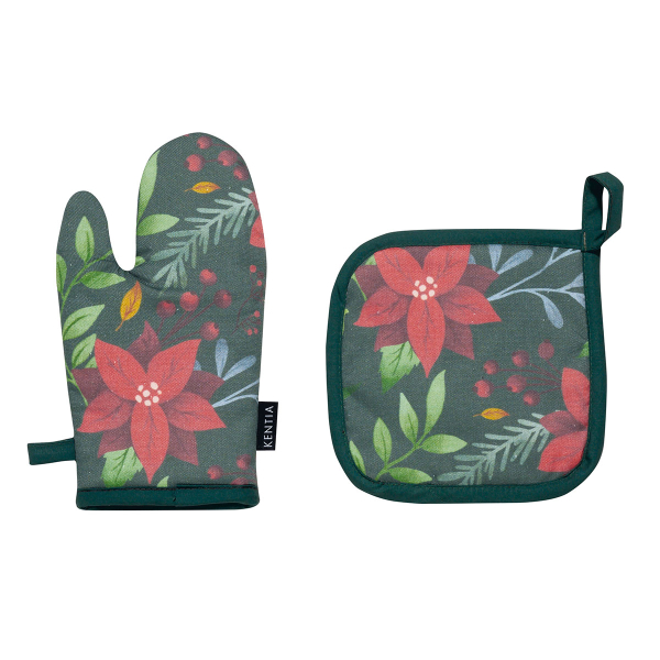 Χριστουγεννιάτικο Γάντι + Πιάστρα Κουζίνας (Σετ) Kentia Loft Snow 254