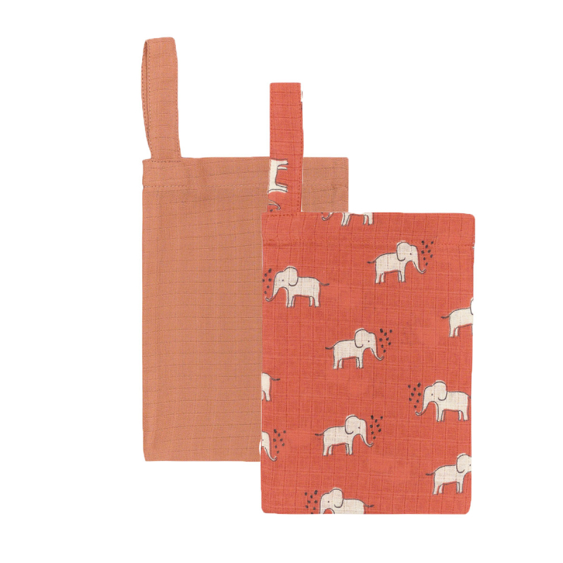 Βρεφικά Γάντια Μπάνιου Μουσελίνα (Σετ 2τμχ) Kentia Baby YN 25 Elephants - Orange