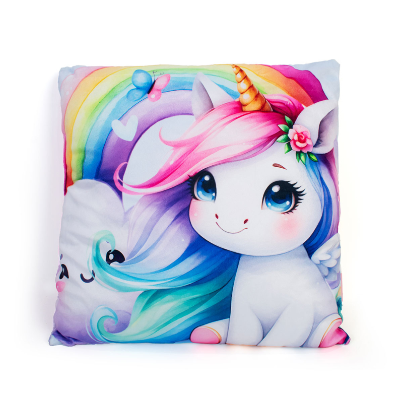 Διακοσμητικό Μαξιλάρι Βελουτέ 2 Όψεων (38x38) Dimcol Unicorn 10