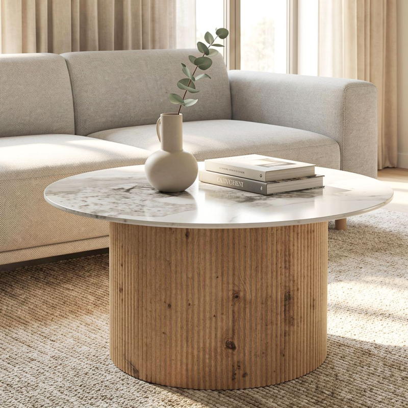 Τραπέζι Σαλονιού (Φ80x40) Spitishop Marmo