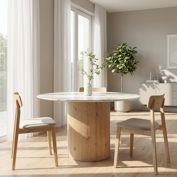 Τραπέζι Τραπεζαρίας (Φ120x76) Spitishop Marmo