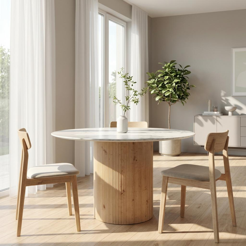 Τραπέζι Τραπεζαρίας (Φ120x76) Spitishop Marmo