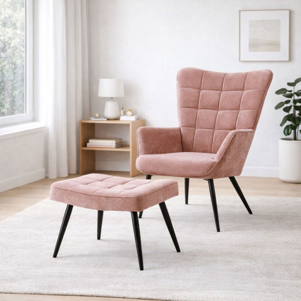 Πολυθρόνα Με Υποπόδιο (78x72x98) Spitishop Haven Pink