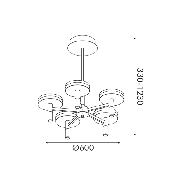 Φωτιστικό Οροφής Πολύφωτο LED 3 CCT Aca Asian CN5P52WBKCCT Sand Black