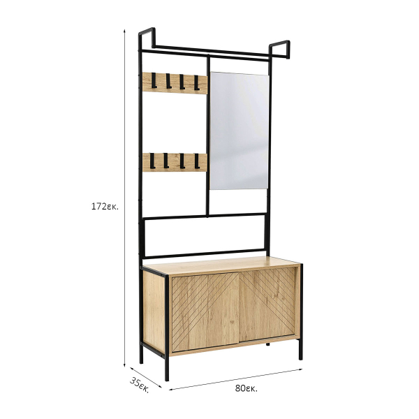 Έπιπλο Εισόδου Με Καθρέφτη (80x35x172) Spitishop Nobile Natural