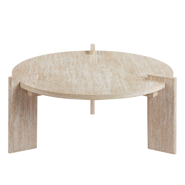 Τραπέζι Σαλονιού (Φ80x35) Spitishop Venice Travertine