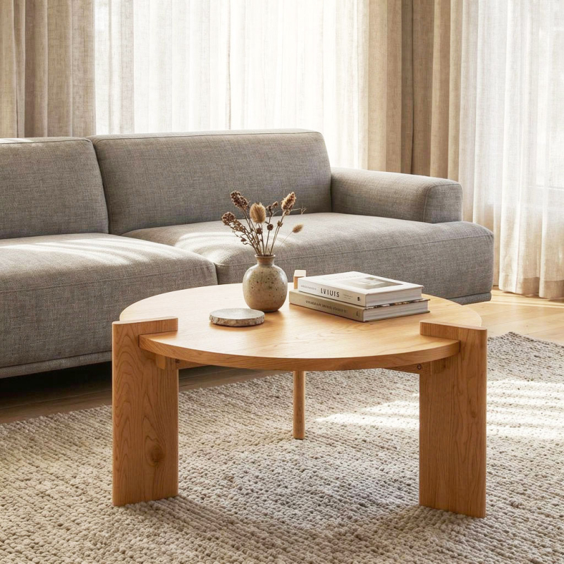 Τραπέζι Σαλονιού (Φ80x35) Spitishop Venice Natural