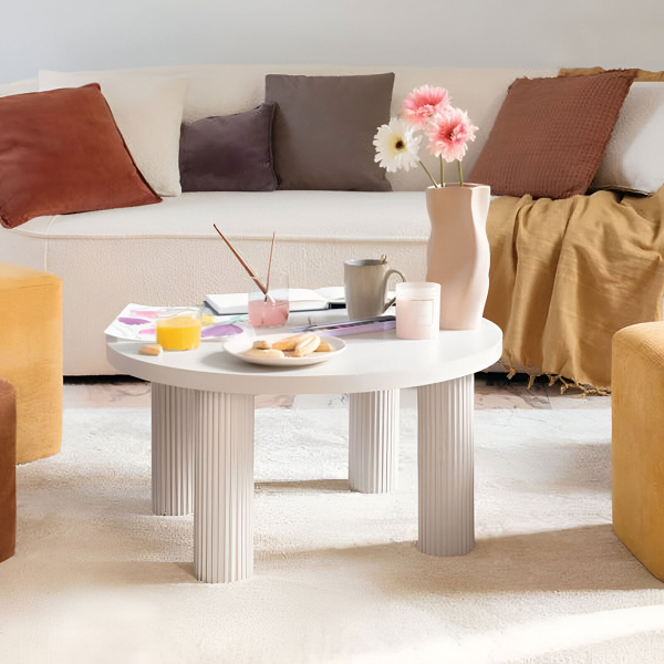 Τραπέζι Σαλονιού (Φ70x35) A-S Tella Cream 197898A