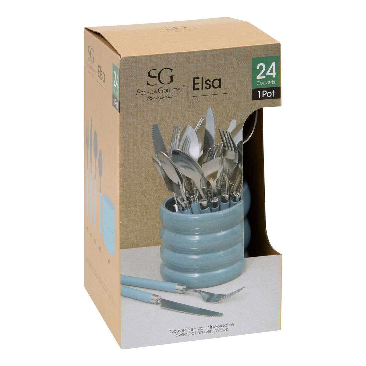 Μαχαιροπίρουνα με Βάση (Σετ 24Τμχ) S-D Elsa Blue 212364C Home Είδη Σερβιρίσματος Spitishop