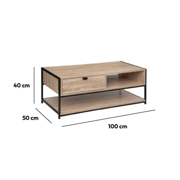Τραπέζι Σαλονιού με Συρτάρι + Ράφι (100X50X40) F-V Coffee Table Aliaj 181377 Home Έπιπλα Τραπεζάκια Spitishop