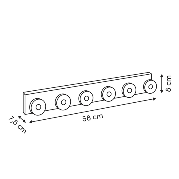 Κρεμάστρα Τοίχου 6 Θέσεων (58x7.5x8) F-V Come 212727