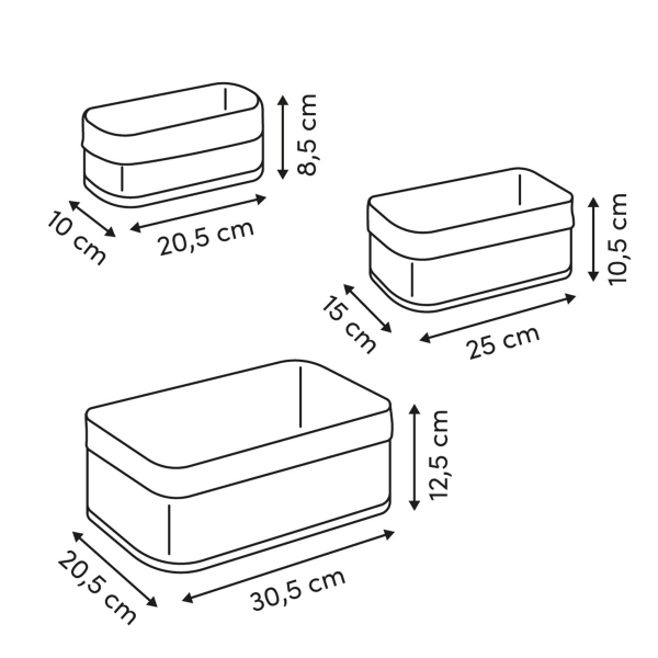 Καλάθια Αποθήκευσης (Σετ 3τμχ) F-V Stemy 204980B