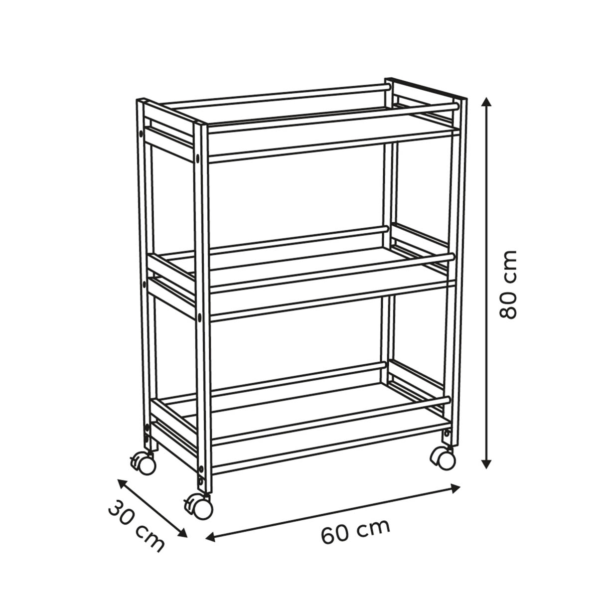 Τρόλεϊ Ραφιέρα 3 Θέσεων (60X30X80) F-V Come 212858 Home Οργάνωση & Αποθήκευση Οργάνωσης Spitishop