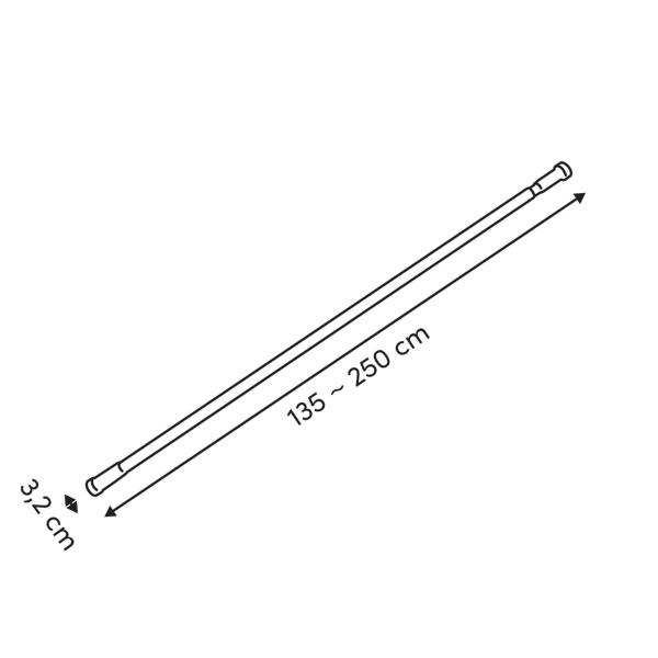 Πτυσσόμενος Βραχίονας Μπάνιου 135-250cm F-V Black 160820A