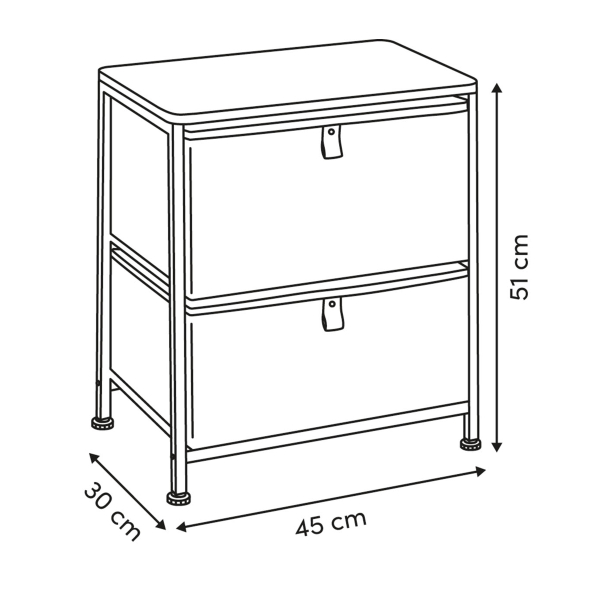 Κομοδίνο Με 2 Συρτάρια (45x30x51) F-V Tissa Beige 138938BA