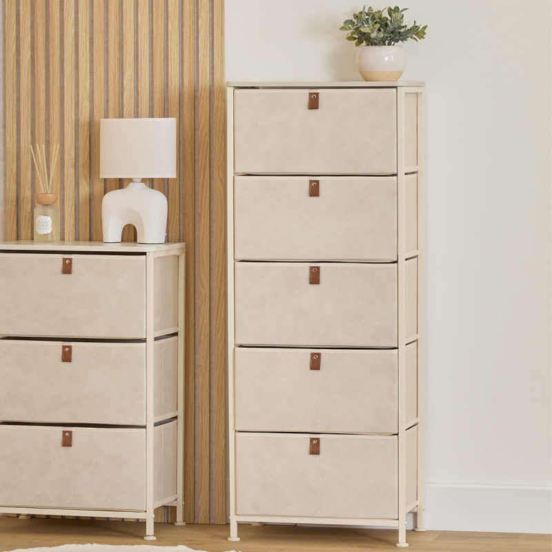 Συρταριέρα 5 Θέσεων (45x30x114) F-V Tissa Beige 193571BA