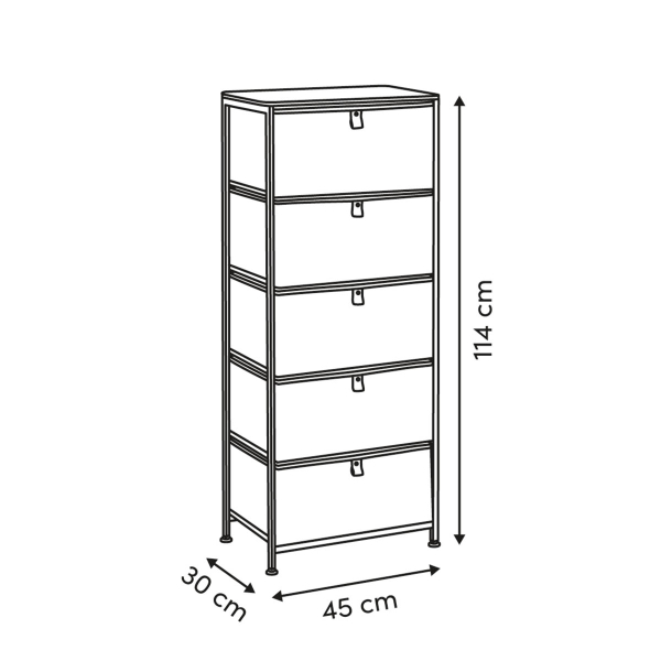 Συρταριέρα 5 Θέσεων (45x30x114) F-V Tissa Beige 193571BA