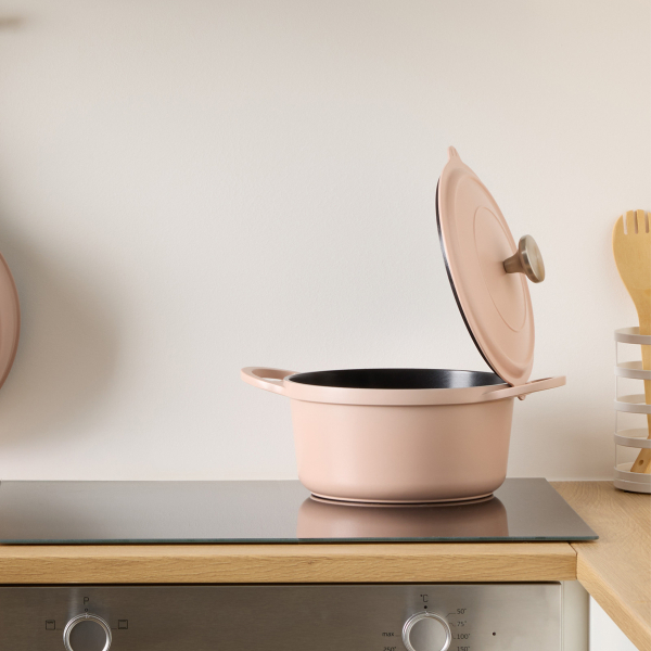 Αντικολλητική Κατσαρόλα Ατμού (24εκ.) Χυτού Αλουμινίου F-V Aluro Pink 189457B