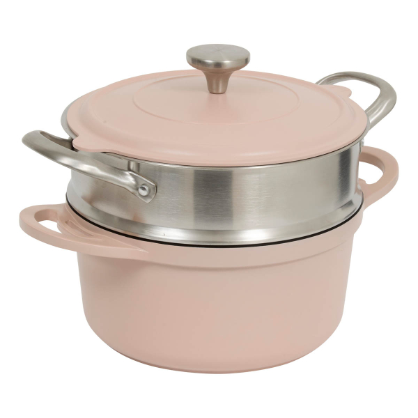 Αντικολλητική Κατσαρόλα Ατμού (24εκ.) Χυτού Αλουμινίου F-V Aluro Pink 189457B