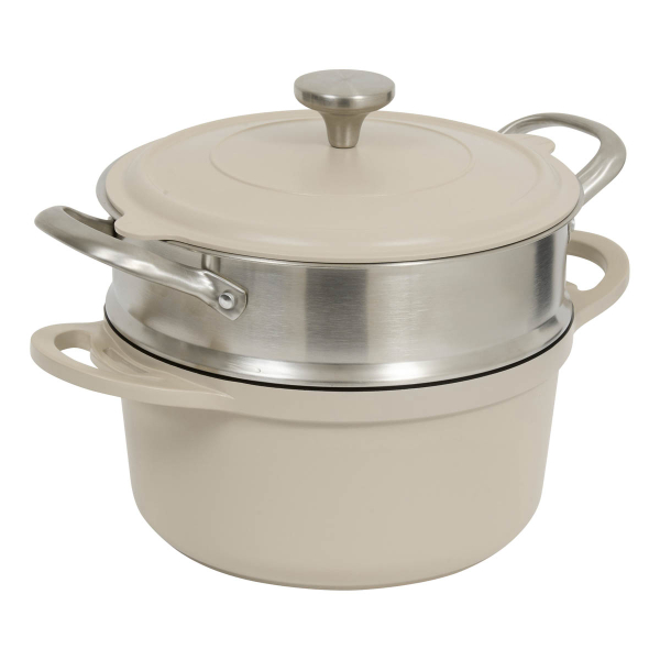 Αντικολλητική Κατσαρόλα Ατμού (24εκ.) Χυτού Αλουμινίου F-V Aluro Taupe 189457D