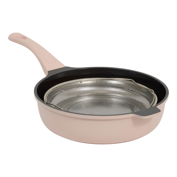 Αντικολλητική Σωτέζα Ατμού (28εκ.) Χυτού Αλουμινίου Με Καπάκι F-V Aluro Pink 189456B