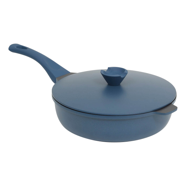 Αντικολλητική Σωτέζα Ατμού (28εκ.) Χυτού Αλουμινίου Με Καπάκι F-V Aluro Blue 189456C