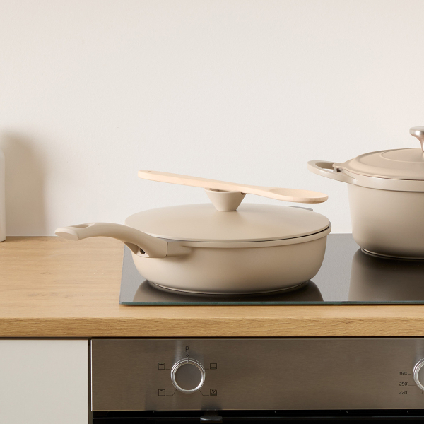 Αντικολλητική Σωτέζα Ατμού (28εκ.) Χυτού Αλουμινίου Με Καπάκι F-V Aluro Taupe 189456D