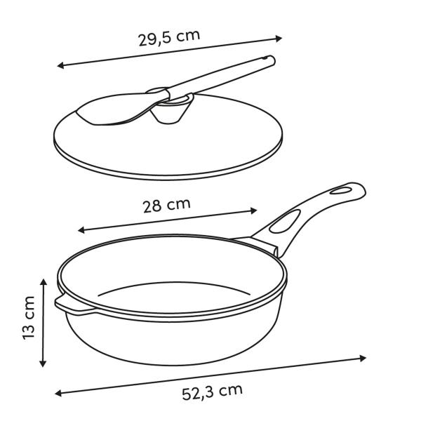Αντικολλητική Σωτέζα Ατμού (28εκ.) Χυτού Αλουμινίου Με Καπάκι F-V Aluro Taupe 189456D