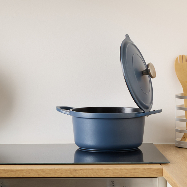 Αντικολλητική Κατσαρόλα Ατμού (24εκ.) Χυτού Αλουμινίου F-V Aluro Blue 189457C