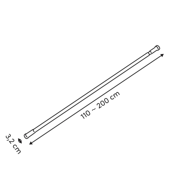Πτυσσόμενος Βραχίονας Μπάνιου 110-200cm F-V Black 105404A