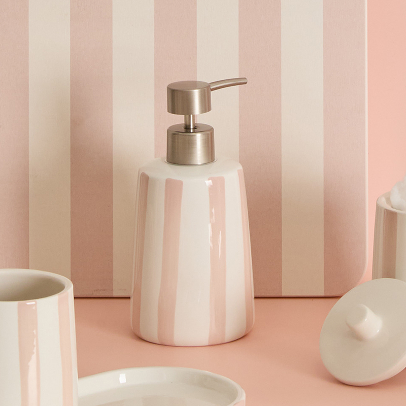 Dispenser Μπάνιου 400ml (Φ8.6x17.3) F-V Strio Pink 214790A