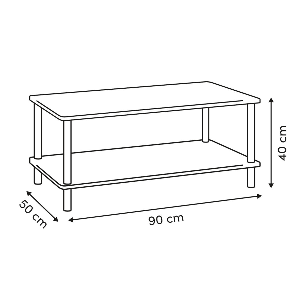 Τραπέζι Σαλονιού με Ράφι (90X50X40) F-V Come 212891 Home Έπιπλα Τραπεζάκια Spitishop