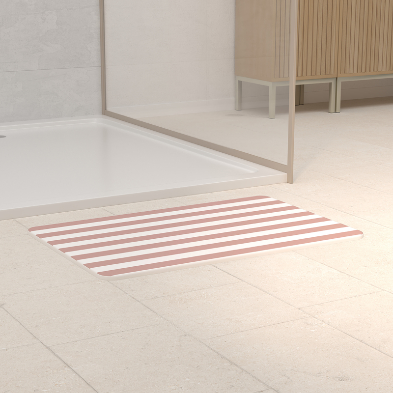 Πατάκι Μπάνιου Διατομίτη (39x60) F-V Strio Pink 220352A