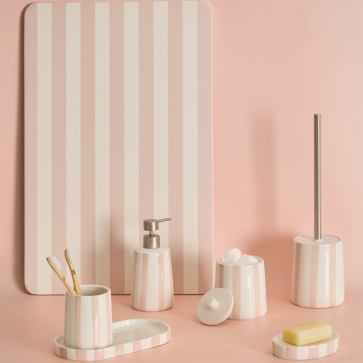 Πατάκι Μπάνιου Διατομίτη (39X60) F-V Strio Pink 220352A Home Μπάνιο Πατάκια Spitishop