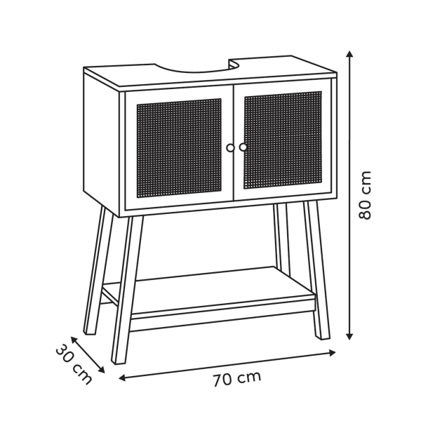 Ντουλάπι Μπάνιου Για Νιπτήρα Με Ράφι (70x30x80) F-V Cane 206928