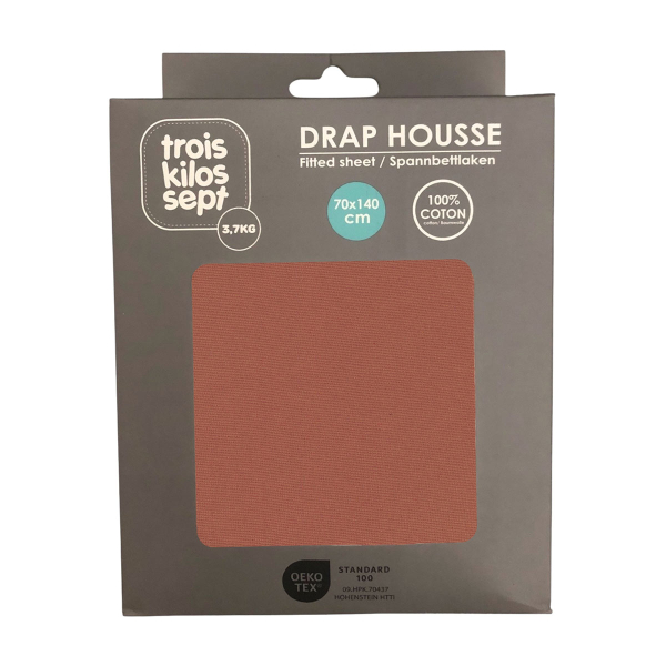 Σεντόνι Μακό Κούνιας Με Λάστιχο (70x140+12) Trois Kilos Sept Τερακότα 55-8161010