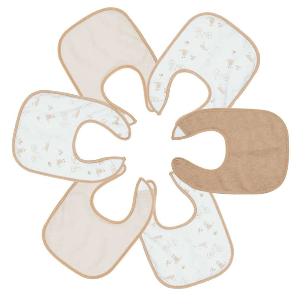 Σαλιάρες Πετσετέ 0-4 Μηνών (Σετ 6τμχ) Trois Kilos Sept Μπεζ/Καφέ/Λευκό 55-8085419